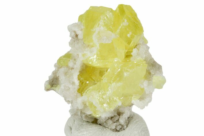 Sulfur Crystals on Fluorescent Aragonite - Italy #238422